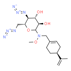 ChemSpider 2D Image | 4,6-Diazido-4,6-dideoxy-N-{[(4S)-4-isopropenyl-1-cyclohexen-1-yl]methyl}-N-methoxy-D-glucopyranosylamine | C17H27N7O4