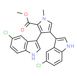 ChemSpider 2D Image | Methyl 3,4-bis(5-chloro-1H-indol-3-yl)-1-methyl-1H-pyrrole-2-carboxylate | C23H17Cl2N3O2