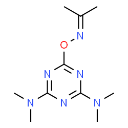 ChemSpider 2D Image | 6-[(Isopropylideneamino)oxy]-N,N,N',N'-tetramethyl-1,3,5-triazine-2,4-diamine | C10H18N6O