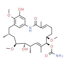 ChemSpider 2D Image | (8S,9S,10E,12S,13R,14S,16R)-13,20-Dihydroxy-8,14,19-trimethoxy-4,10,12,16-tetramethyl-3-oxo-2-azabicyclo[16.3.1]docosa-1(22),4,10,18,20-pentaen-9-yl carbamate | C29H44N2O8