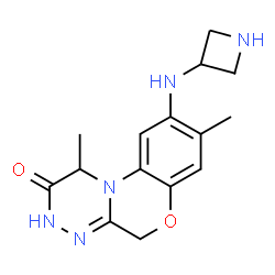 ChemSpider 2D Image | 9-(3-Azetidinylamino)-1,8-dimethyl-3,5-dihydro[1,2,4]triazino[3,4-c][1,4]benzoxazin-2(1H)-one | C15H19N5O2
