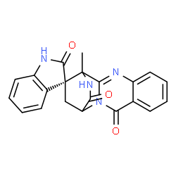 ChemSpider 2D Image | (3S)-12'-Methyl-3'H,15'H-spiro[indole-3,13'-[2,10,16]triazatetracyclo[10.2.2.0~2,11~.0~4,9~]hexadeca[4,6,8,10]tetraene]-2,3',15'(1H)-trione | C21H16N4O3