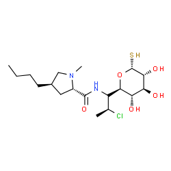ChemSpider 2D Image | (5R)-5-[(1R,2S)-1-{[(4R)-4-Butyl-1-methyl-L-prolyl]amino}-2-chloropropyl]-1-thio-alpha-D-xylopyranose | C18H33ClN2O5S