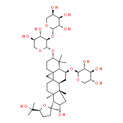 ChemSpider 2D Image | (3beta,6alpha,9beta,16beta,20R,24S)-16,25-Dihydroxy-6-(beta-D-xylopyranosyloxy)-20,24-epoxy-9,19-cyclolanostan-3-yl 2-O-beta-D-arabinopyranosyl-beta-D-xylopyranoside | C45H74O17