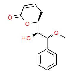 ChemSpider 2D Image | (6S)-6-[(1S,2R)-1-Hydroxy-2-methoxy-2-phenylethyl]-5,6-dihydro-2H-pyran-2-one | C14H16O4