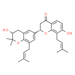 ChemSpider 2D Image | (2S)-3',7-Dihydroxy-2',2'-dimethyl-8,8'-bis(3-methyl-2-buten-1-yl)-2,3,3',4'-tetrahydro-2'H,4H-2,6'-bichromen-4-one | C30H36O5