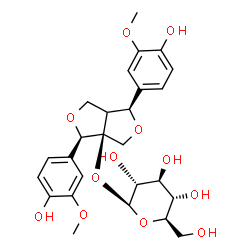 ChemSpider 2D Image | (1S,3aS,4R)-1,4-Bis(4-hydroxy-3-methoxyphenyl)dihydro-1H,3H-furo[3,4-c]furan-3a(4H)-yl beta-D-glucopyranoside | C26H32O12