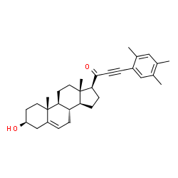 ChemSpider 2D Image | 1-[(3S,8S,9S,10R,13S,14S,17S)-3-Hydroxy-10,13-dimethyl-2,3,4,7,8,9,10,11,12,13,14,15,16,17-tetradecahydro-1H-cyclopenta[a]phenanthren-17-yl]-3-(2,4,5-trimethylphenyl)-2-propyn-1-one (non-preferred nam
e) | C31H40O2