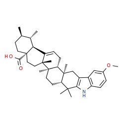 ChemSpider 2D Image | (1S,2R,4aS,6aS,6bR,8aR,15aR,15bR,17bS)-13-Methoxy-1,2,6a,6b,9,9,15a-heptamethyl-1,2,3,4,5,6,6a,6b,7,8,8a,9,10,15,15a,15b,16,17b-octadecahydro-4aH-chryseno[2,1-b]carbazole-4a-carboxylic acid | C37H51NO3