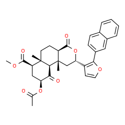 ChemSpider 2D Image | Methyl (2S,4aR,6aR,7R,9S,10aS,10bR)-9-acetoxy-6a,10b-dimethyl-2-[2-(2-naphthyl)-3-furyl]-4,10-dioxododecahydro-2H-benzo[f]isochromene-7-carboxylate | C33H34O8