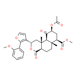 ChemSpider 2D Image | Methyl (2S,4aR,6aR,7R,9S,10aS,10bR)-9-acetoxy-2-[2-(2-methoxyphenyl)-3-furyl]-6a,10b-dimethyl-4,10-dioxododecahydro-2H-benzo[f]isochromene-7-carboxylate | C30H34O9