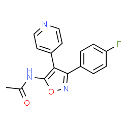 ChemSpider 2D Image | N-[3-(4-Fluorophenyl)-4-(4-pyridinyl)-1,2-oxazol-5-yl]acetamide | C16H12FN3O2