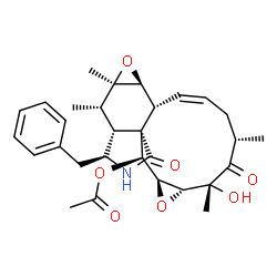 ChemSpider 2D Image | (1Z,4S,6R,6aR,7aS,8S,8aR,11S,11aR,12S,12aR,13aS,13bR)-11-Benzyl-6-hydroxy-4,6,12,12a-tetramethyl-5,9-dioxo-4,5,6,6a,7a,8,9,10,11,11a,12,12a,13a,13b-tetradecahydro-3H-oxireno[9,10]cycloundeca[1,2-d]oxi
reno[f]isoindol-8-yl acetate | C30H37NO7