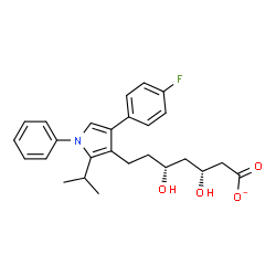 ChemSpider 2D Image | (3R,5R)-7-[4-(4-Fluorophenyl)-2-isopropyl-1-phenyl-1H-pyrrol-3-yl]-3,5-dihydroxyheptanoate | C26H29FNO4