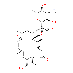 ChemSpider 2D Image | (4R,5S,6S,7R,9R,11Z,15R,16R)-16-Ethyl-4-hydroxy-15-(hydroxymethyl)-5,9,13-trimethyl-2,10-dioxo-7-(2-oxoethyl)oxacyclohexadeca-11,13-dien-6-yl 3,6-dideoxy-3-(dimethylammonio)-beta-D-glucopyranoside | C31H52NO10