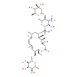 ChemSpider 2D Image | [(2R,3R,6Z,9R,11R,12S,13S,14R)-12-{[3,6-Dideoxy-4-O-(2,6-dideoxy-3-C-methyl-alpha-L-ribo-hexopyranosyl)-3-(dimethylammonio)-beta-D-glucopyranosyl]oxy}-2-ethyl-14-hydroxy-5,9,13-trimethyl-8,16-dioxo-11
-(2-oxoethyl)oxacyclohexadeca-4,6-dien-3-yl]methyl 6-deoxy-2-O-methyl-beta-D-allopyranoside | C45H76NO17