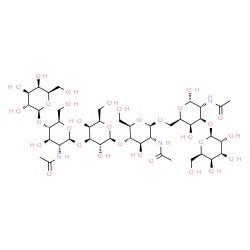 ChemSpider 2D Image | beta-D-Galactopyranosyl-(1->3)-[beta-D-galactopyranosyl-(1->4)-2-acetamido-2-deoxy-beta-D-glucopyranosyl-(1->3)-beta-D-galactopyranosyl-(1->4)-2-acetamido-2-deoxy-beta-D-glucopyranosyl-(1->6)]-2-aceta
mido-2-deoxy-alpha-D-galactopyranose | C42H71N3O31