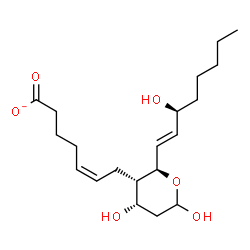 ChemSpider 2D Image | (5Z,9beta,13E,15S)-9,11,15-Trihydroxythromboxa-5,13-dien-1-oate | C20H33O6