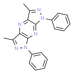 ChemSpider 2D Image | 3,5-Dimethyl-1,7-diphenyl-1,7-dihydrodipyrazolo[3,4-b:4',3'-e]pyrazine | C20H16N6