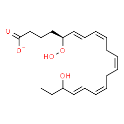 ChemSpider 2D Image | (5S,6E,8Z,11Z,14Z,16E)-5-Hydroperoxy-18-hydroxy-6,8,11,14,16-icosapentaenoate | C20H29O5