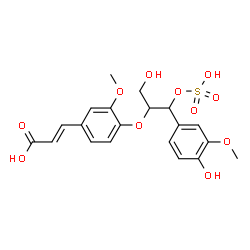 ChemSpider 2D Image | (2E)-3-(4-{[3-Hydroxy-1-(4-hydroxy-3-methoxyphenyl)-1-(sulfooxy)-2-propanyl]oxy}-3-methoxyphenyl)acrylic acid | C20H22O11S