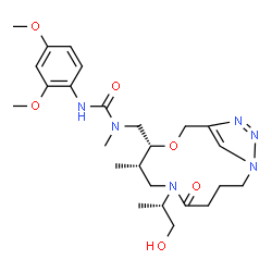 ChemSpider 2D Image | 3-(2,4-dimethoxyphenyl)-1-[[(8S,9R)-6-[(2S)-1-hydroxypropan-2-yl]-8-methyl-5-oxo-10-oxa-1,6,13,14-tetrazabicyclo[10.2.1]pentadeca-12(15),13-dien-9-yl]methyl]-1-methylurea | C25H38N6O6
