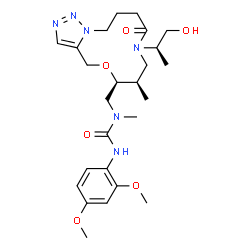 ChemSpider 2D Image | 3-(2,4-dimethoxyphenyl)-1-[[(8R,9S)-6-[(2R)-1-hydroxypropan-2-yl]-8-methyl-5-oxo-10-oxa-1,6,14,15-tetrazabicyclo[10.3.0]pentadeca-12,14-dien-9-yl]methyl]-1-methylurea | C25H38N6O6