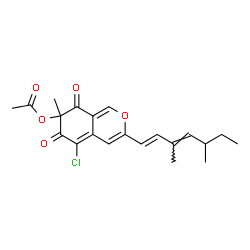 ChemSpider 2D Image | 5-Chloro-3-[(1E,3E)-3,5-dimethyl-1,3-heptadien-1-yl]-7-methyl-6,8-dioxo-7,8-dihydro-6H-isochromen-7-yl acetate | C21H23ClO5