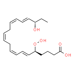ChemSpider 2D Image | (5S)-hydroperoxy-(18S)-hydroxy-(6E,8Z,11Z,14Z,16E)-icosapentaenoic acid | C20H30O5