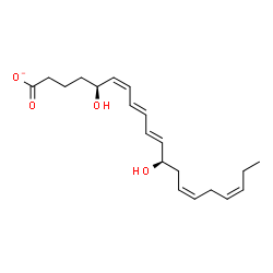 ChemSpider 2D Image | (5S,6Z,8E,10E,12R,14Z,17Z)-5,12-Dihydroxy-6,8,10,14,17-icosapentaenoate | C20H29O4