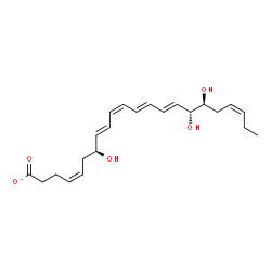 ChemSpider 2D Image | (4Z,7S,8E,10Z,12E,14E,16R,17S,19Z)-7,16,17-Trihydroxy-4,8,10,12,14,19-docosahexaenoate | C22H31O5