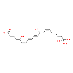 ChemSpider 2D Image | (5S,6Z,8E,10E,12R,14Z)-5,12,20,20,20-Pentahydroxy-6,8,10,14-icosatetraenoate | C20H31O7