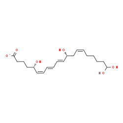 ChemSpider 2D Image | (5S,6Z,8E,10E,12R,14Z)-5,12,20,20-Tetrahydroxy-6,8,10,14-icosatetraenoate | C20H31O6