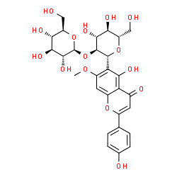 ChemSpider 2D Image | (1R)-1,5-Anhydro-2-O-beta-D-glucopyranosyl-1-[5-hydroxy-2-(4-hydroxyphenyl)-7-methoxy-4-oxo-4H-chromen-6-yl]-L-glucitol | C28H32O15