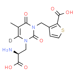 ChemSpider 2D Image | 3-({3-[(2S)-2-Amino-2-carboxyethyl]-5-methyl-2,6-dioxo(~2~H)-3,6-dihydro-1(2H)-pyrimidinyl}methyl)-2-thiophenecarboxylic acid | C14H14DN3O6S