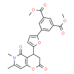 ChemSpider 2D Image | Dimethyl 5-[5-(6,7-dimethyl-2,5-dioxo-3,4,5,6-tetrahydro-2H-pyrano[3,2-c]pyridin-4-yl)-2-furyl]isophthalate | C24H21NO8