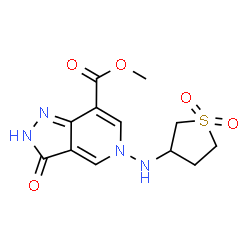 ChemSpider 2D Image | Methyl 5-[(1,1-dioxidotetrahydro-3-thiophenyl)amino]-3-oxo-3,5-dihydro-2H-pyrazolo[4,3-c]pyridine-7-carboxylate | C12H14N4O5S