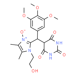 ChemSpider 2D Image | 5-{[1-(2-Hydroxyethyl)-4,5-dimethyl-3-oxido-1H-imidazol-2-yl](3,4,5-trimethoxyphenyl)methyl}-2,4,6(1H,3H,5H)-pyrimidinetrione | C21H26N4O8