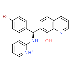 ChemSpider 2D Image | 2-{[(S)-(4-Bromophenyl)(8-hydroxy-7-quinolinyl)methyl]amino}pyridinium | C21H17BrN3O