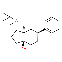 ChemSpider 2D Image | (1R,4S,6R)-6-{[Dimethyl(2-methyl-2-propanyl)silyl]oxy}-2-methylene-4-phenylcyclononanol | C22H36O2Si