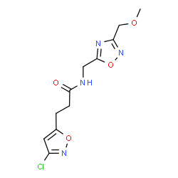 ChemSpider 2D Image | 3-(3-Chloro-1,2-oxazol-5-yl)-N-{[3-(methoxymethyl)-1,2,4-oxadiazol-5-yl]methyl}propanamide | C11H13ClN4O4