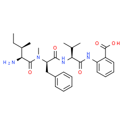 ChemSpider 2D Image | L-Alloisoleucyl-N-methyl-D-phenylalanyl-N-(2-carboxyphenyl)-L-valinamide | C28H38N4O5