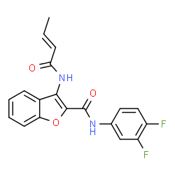 ChemSpider 2D Image | 3-[(2E)-2-Butenoylamino]-N-(3,4-difluorophenyl)-1-benzofuran-2-carboxamide | C19H14F2N2O3