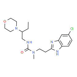 ChemSpider 2D Image | 1-[2-(5-Chloro-1H-benzimidazol-2-yl)ethyl]-1-methyl-3-[2-(4-morpholinyl)butyl]urea | C19H28ClN5O2