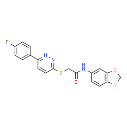 ChemSpider 2D Image | N-(1,3-Benzodioxol-5-yl)-2-{[6-(4-fluorophenyl)-3-pyridazinyl]sulfanyl}acetamide | C19H14FN3O3S