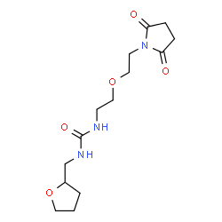 ChemSpider 2D Image | 1-{2-[2-(2,5-Dioxo-1-pyrrolidinyl)ethoxy]ethyl}-3-(tetrahydro-2-furanylmethyl)urea | C14H23N3O5