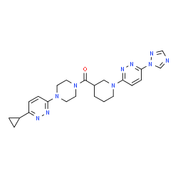 ChemSpider 2D Image | [4-(6-Cyclopropyl-3-pyridazinyl)-1-piperazinyl]{1-[6-(1H-1,2,4-triazol-1-yl)-3-pyridazinyl]-3-piperidinyl}methanone | C23H28N10O