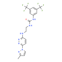 ChemSpider 2D Image | 1-[3,5-Bis(trifluoromethyl)phenyl]-3-(2-{[6-(3-methyl-1H-pyrazol-1-yl)-3-pyridazinyl]amino}ethyl)urea | C19H17F6N7O