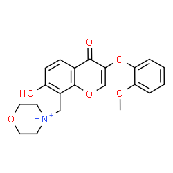 ChemSpider 2D Image | 4-{[7-Hydroxy-3-(2-methoxyphenoxy)-4-oxo-4H-chromen-8-yl]methyl}morpholin-4-ium | C21H22NO6