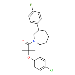 ChemSpider 2D Image | 2-(4-Chlorophenoxy)-1-[3-(4-fluorophenyl)-1-azepanyl]-2-methyl-1-propanone | C22H25ClFNO2